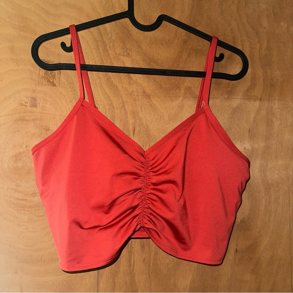 Coral Ruched Sports Bra